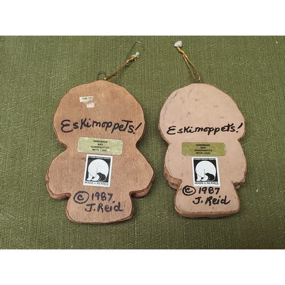 Vintage Child Eskimoppets Handmade & Painted Christmas Ornament Made in Alaska - Picture 3 of 9